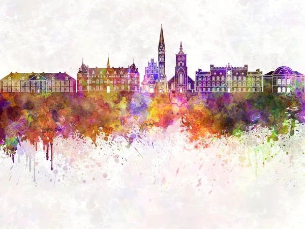 Odense skyline in aquarel achtergrond — Stockfoto