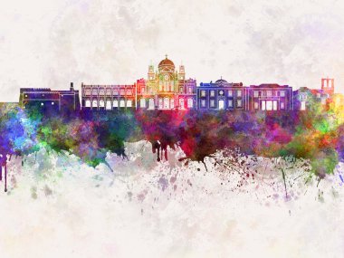 Kandiye manzarası suluboya arka planda 