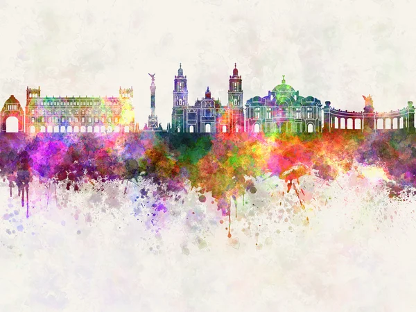 Mexiko City v2 Skyline in Aquarell Hintergrund — Stockfoto