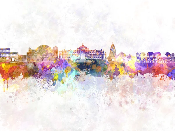 Jaipur skyline in watercolor background — Stock Photo, Image