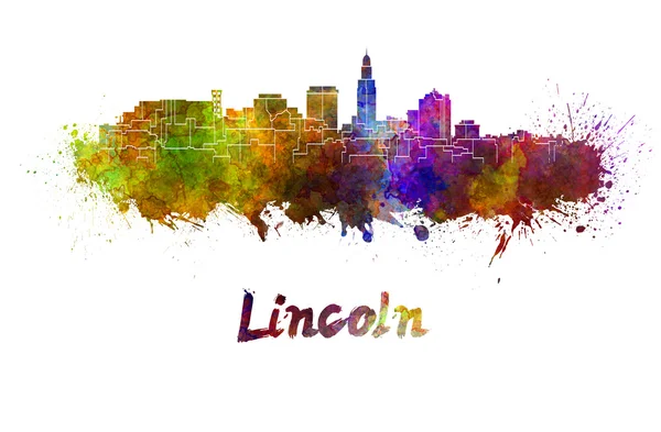 De skyline van Lincoln in aquarel — Stockfoto