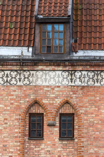 Danzig Polen Pommern Architektonisches Detail Der Danziger Altstadt Witwen Ziegel — Stockfoto