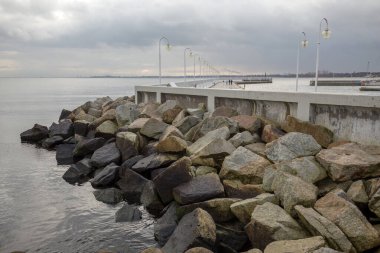 Sopot, Polonya - 28 Şubat. Sopot İskelesi. Polonya 'nın en ünlü iskelesi.