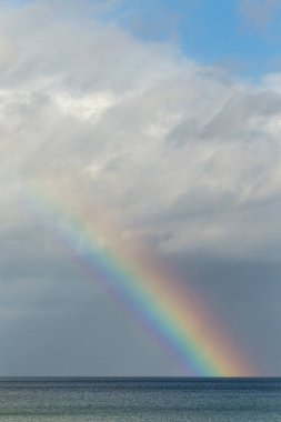 Denizin üzerinde renkli gökkuşağı, dikey