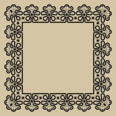 Düğün davetiyesi veya tebrik kartı için Vektör Bobbin dantel kare çerçeve