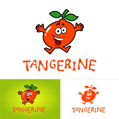 Mandalina veya mandalina karakter üzerinden atlıyor. Vektör logosu.
