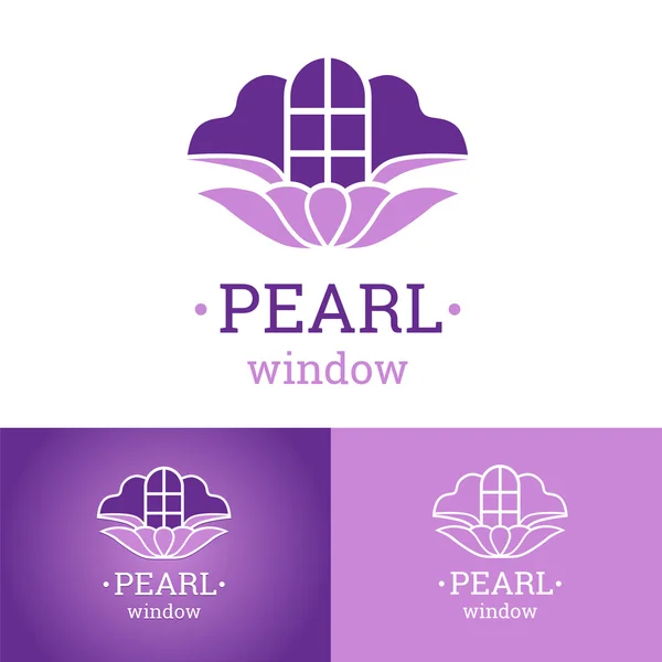 Purple shell with an arched window inside vector logotype — Stock Vector