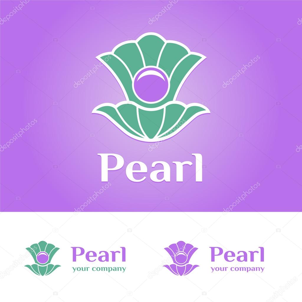 Shell with a pearl inside vector logo