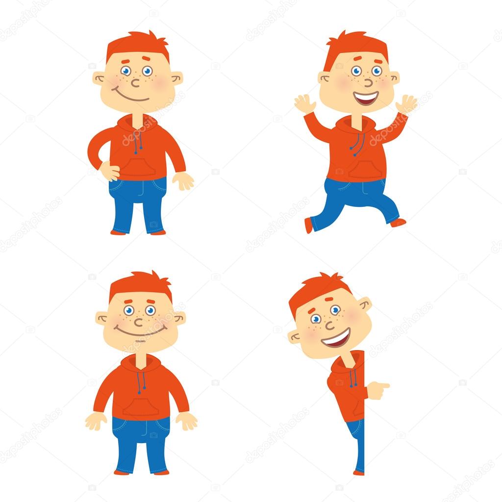 Set of vector happy student character