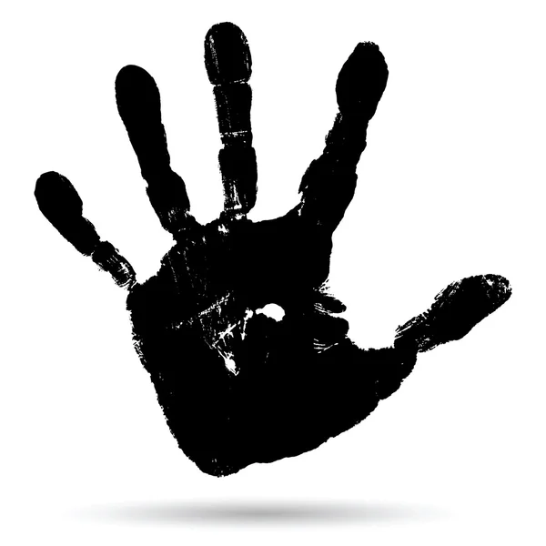 Concept or conceptual cute black paint human hand or handprint of child isolated on white background — Stock Photo, Image