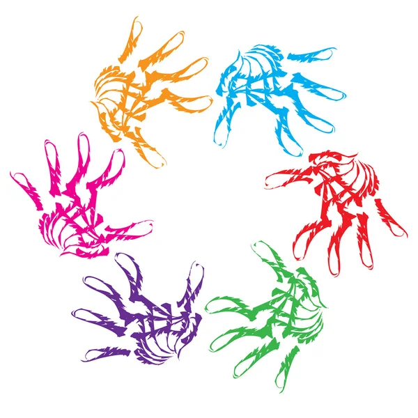Paint hands prints circle — Stock Photo, Image