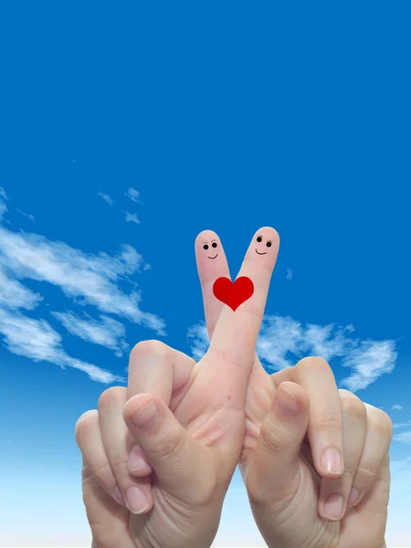 Mãos com dois dedos pintados — Fotografia de Stock