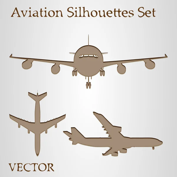 Vector brown plane silhouette set — Stock Vector