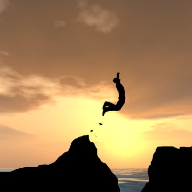 İşadamı siluet atlama