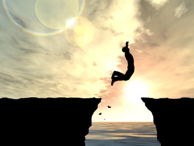 İşadamı siluet atlama