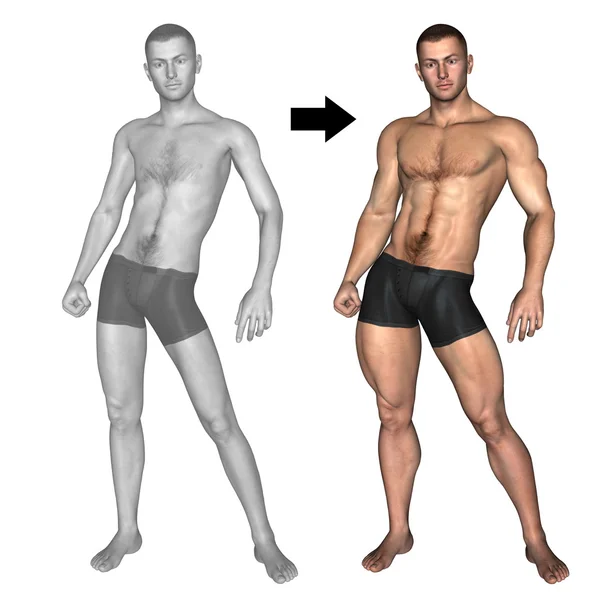 Vücut geliştiricisi önce ve sonra — Stok fotoğraf
