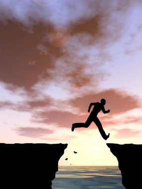 İşadamı siluet atlama