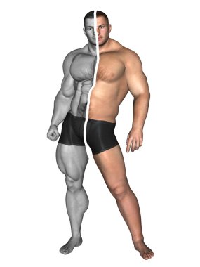 erkek vücut geliştirmeci önce ve sonra