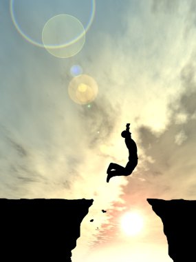 İşadamı siluet atlama