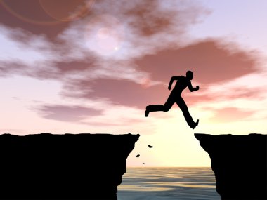 İşadamı siluet atlama