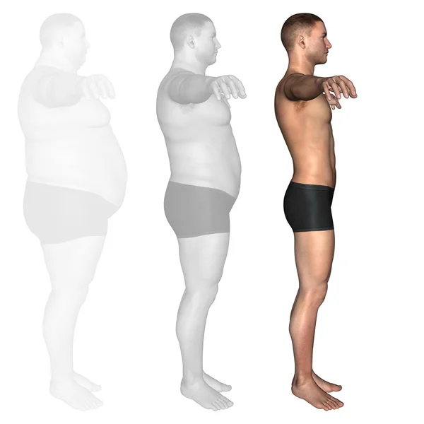 Gordo hombre vs delgado ajuste hombre — Foto de Stock