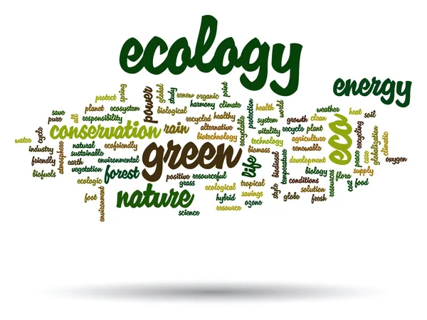 Ecologia e conservação nuvem de palavras — Fotografia de Stock