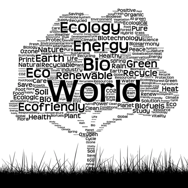 Экологическое текстовое облако слов — стоковое фото