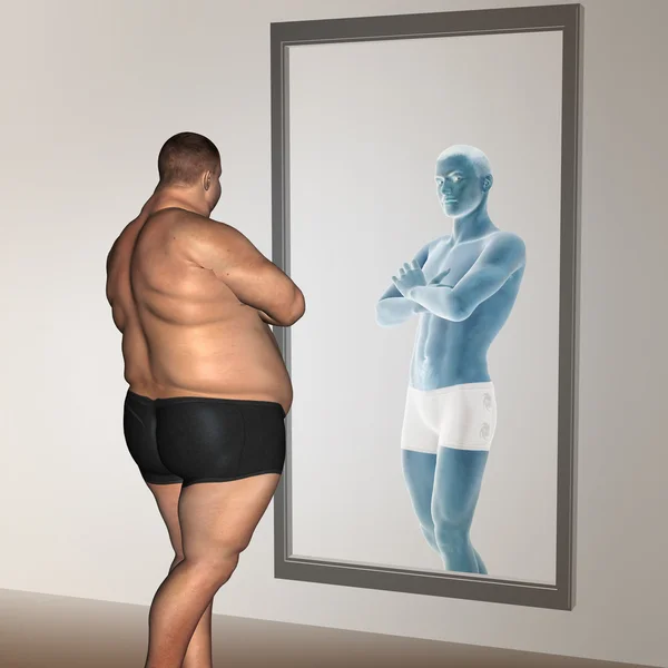 Nadváhou slim fit muž vs — Stock fotografie