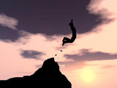 İşadamı siluet atlama