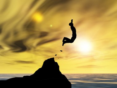 İşadamı siluet atlama