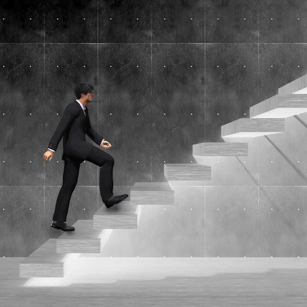 businessman climbing on steps