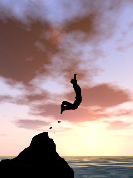 businessman silhouette jumping