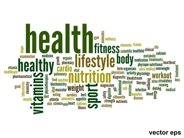 Saúde conceitual vetor nuvem de palavras —  Vetores de Stock