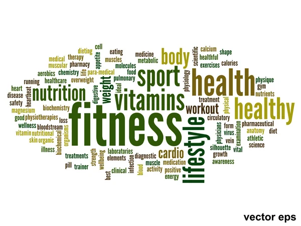 Vector konceptuella fitness hälsa word cloud — Stock vektor