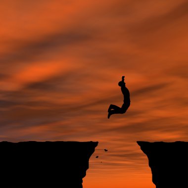 İşadamı siluet atlama