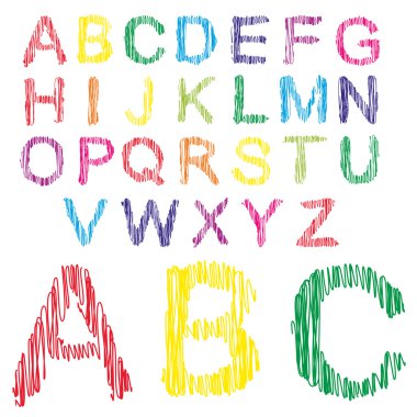 renkli el yazısı karalama yazı tipi