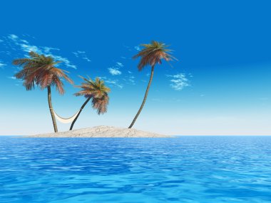 palmiye ağaçları ile egzotik ada