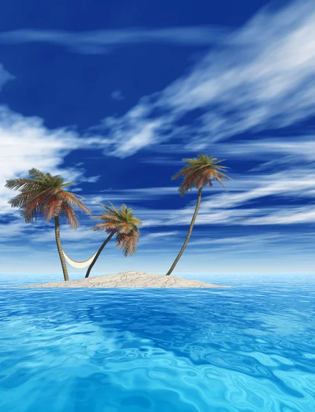 Exotic island with palm trees — Stock Photo, Image