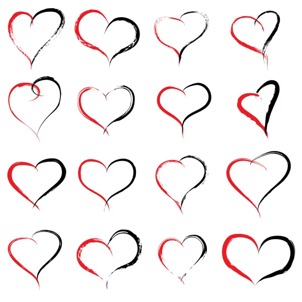 Painted red black hearts — Stock Photo, Image