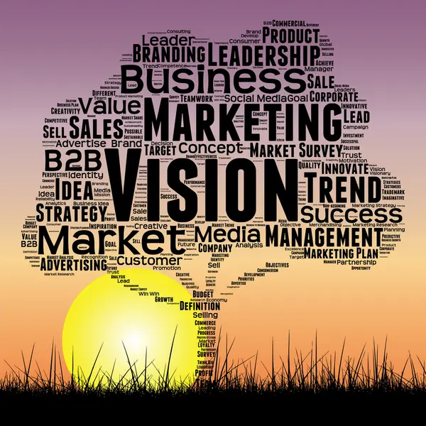 Business tree and grass word cloud — Stock Photo, Image