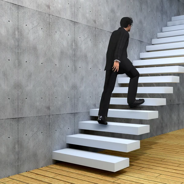 Empresário subindo em uma escada — Fotografia de Stock