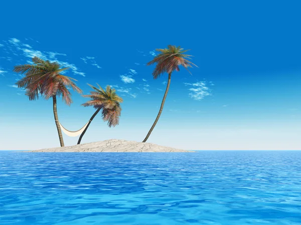 Exotic island with palm trees — Stock Photo, Image