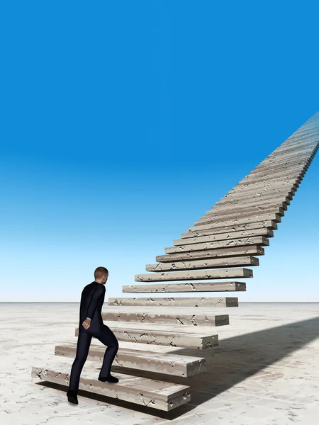 Pria bisnis menaiki tangga — Stok Foto
