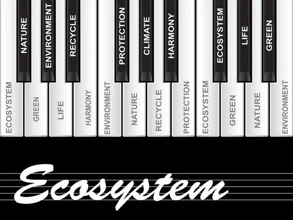 Ecosistema testo tasti pianoforte — Foto Stock
