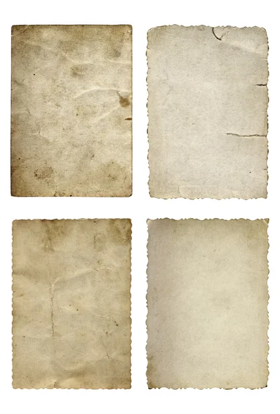 Концептуальный старый винтажный грязный или ворчливый набор бумаги или коллекция изолированы на белом фоне — стоковое фото
