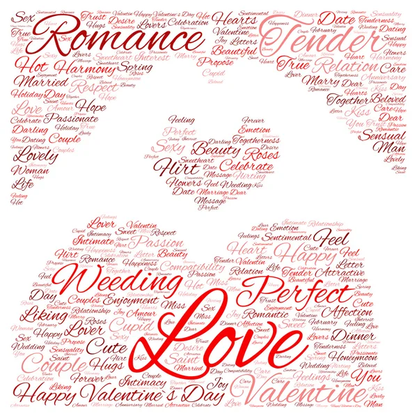 Valentine wordcloud em forma de coração — Fotografia de Stock