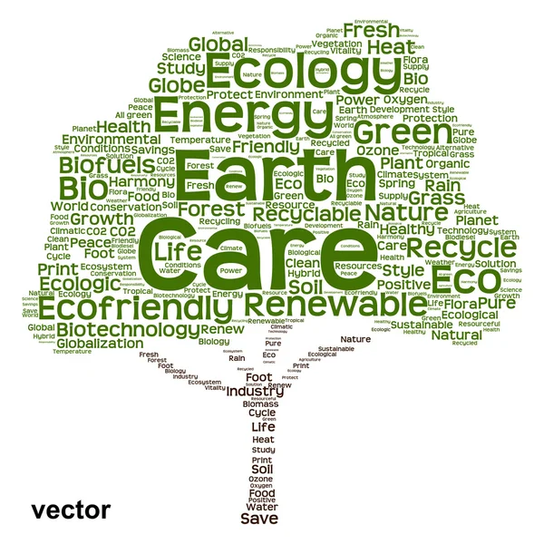 Ekologie strom slovo mrak — Stockový vektor