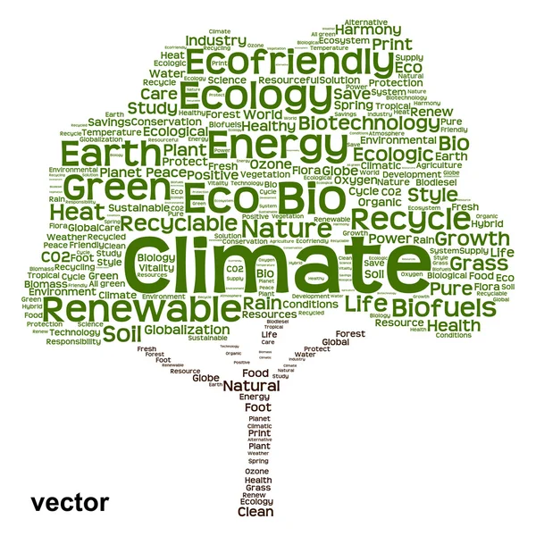 Ecologie boom word cloud — Stockvector