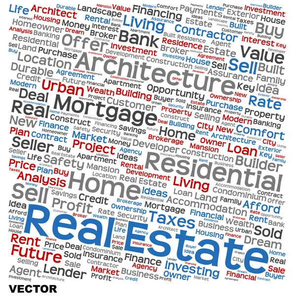 Real estate word cloud — Stock Vector