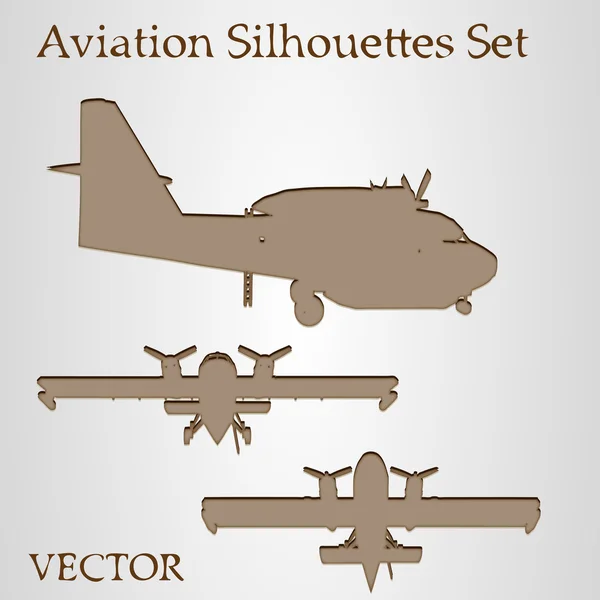 Brown plane silhouettes set — Stock Vector